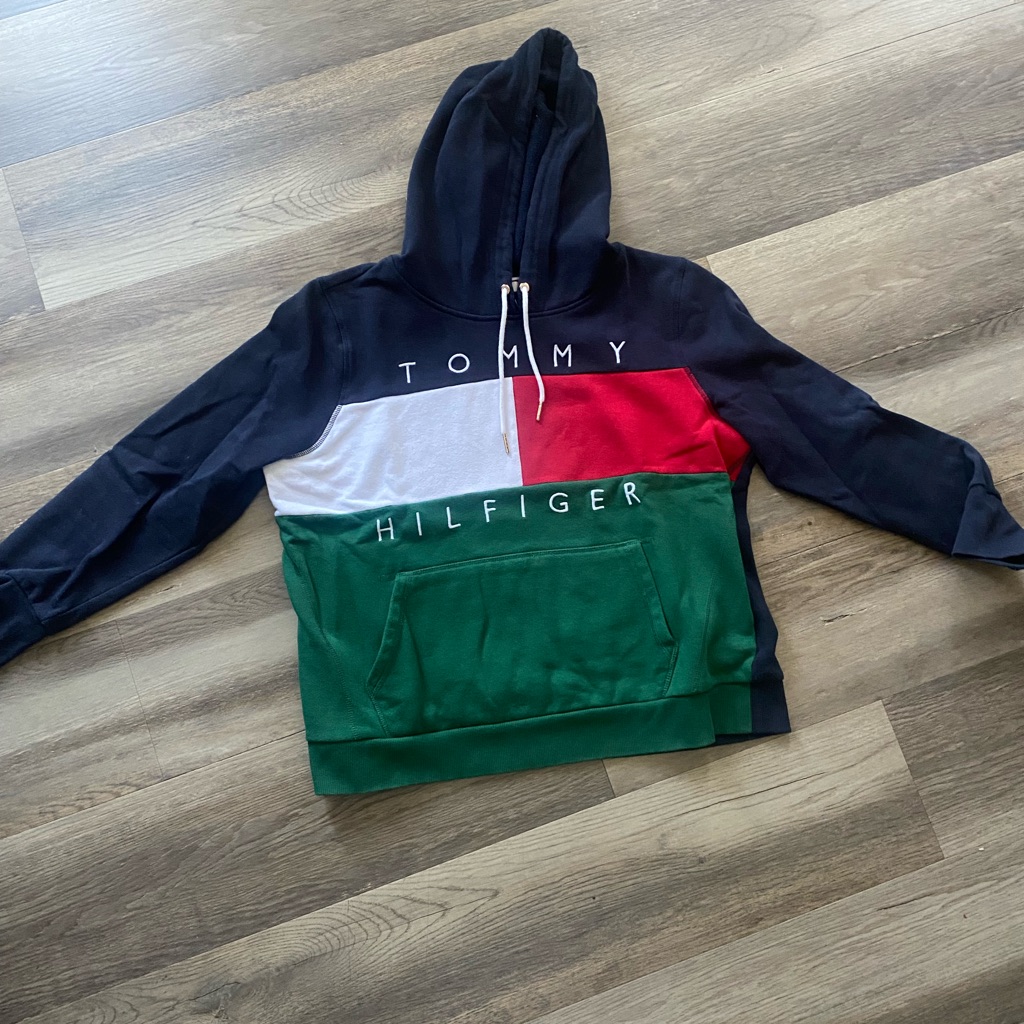 Tommy Hilfiger Woman’s Colorblock Hoodie Sweater - Navy, Red, White, Green